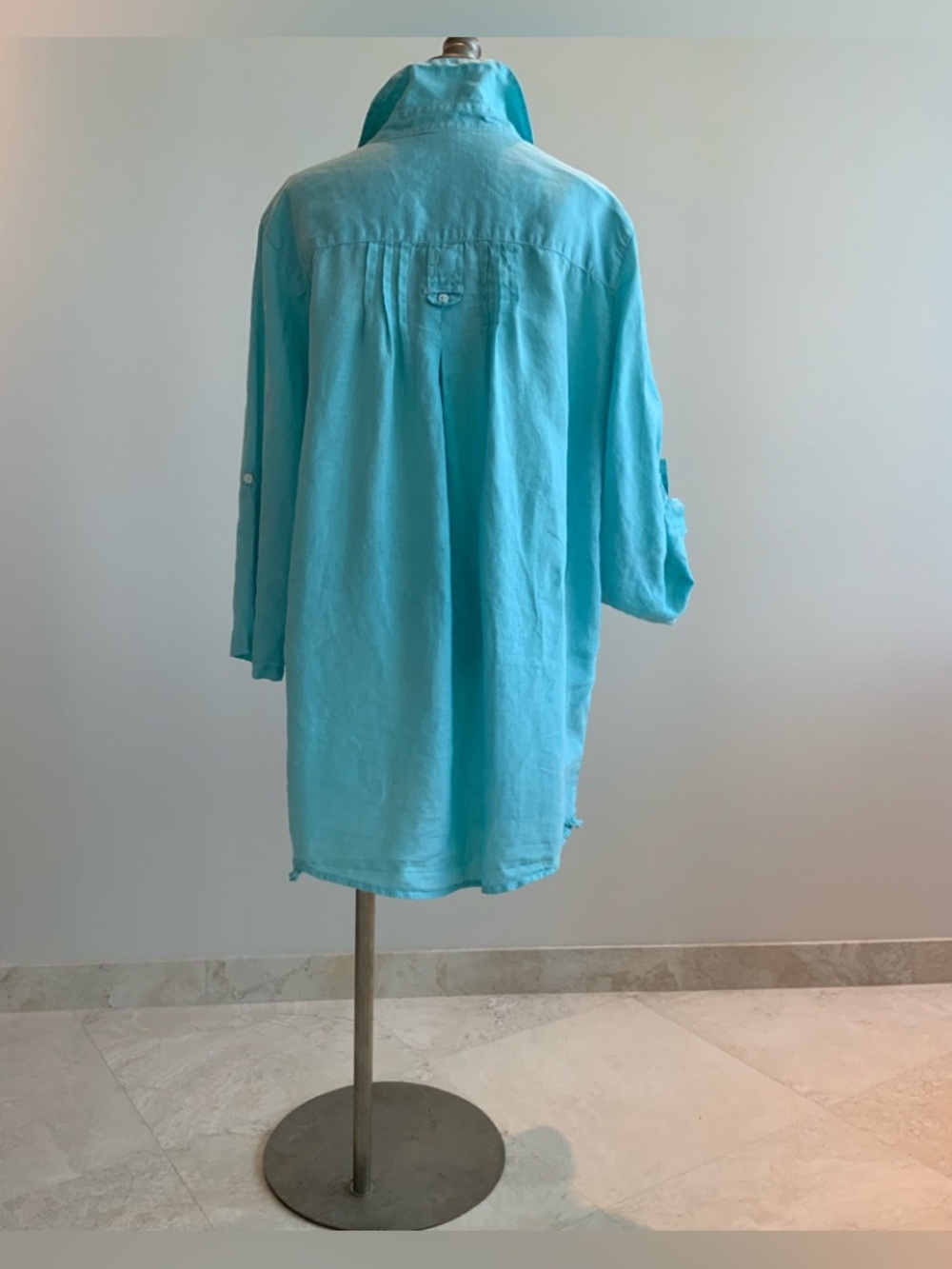 Chic, Click Linen Turquoise Button-Up Tunic Top Sz 2X